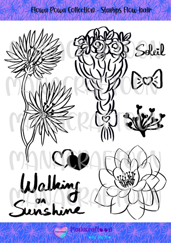Digital stamps Flow-hair