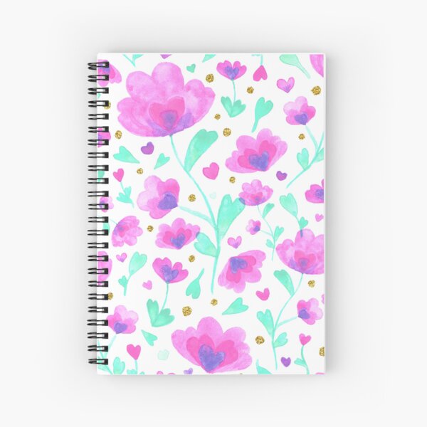 carnet à spirale avec un motif de fleurs
